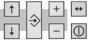 Clavier de programmation avec touches flèches, validation, plus, moins, sortie et marche-arrêt