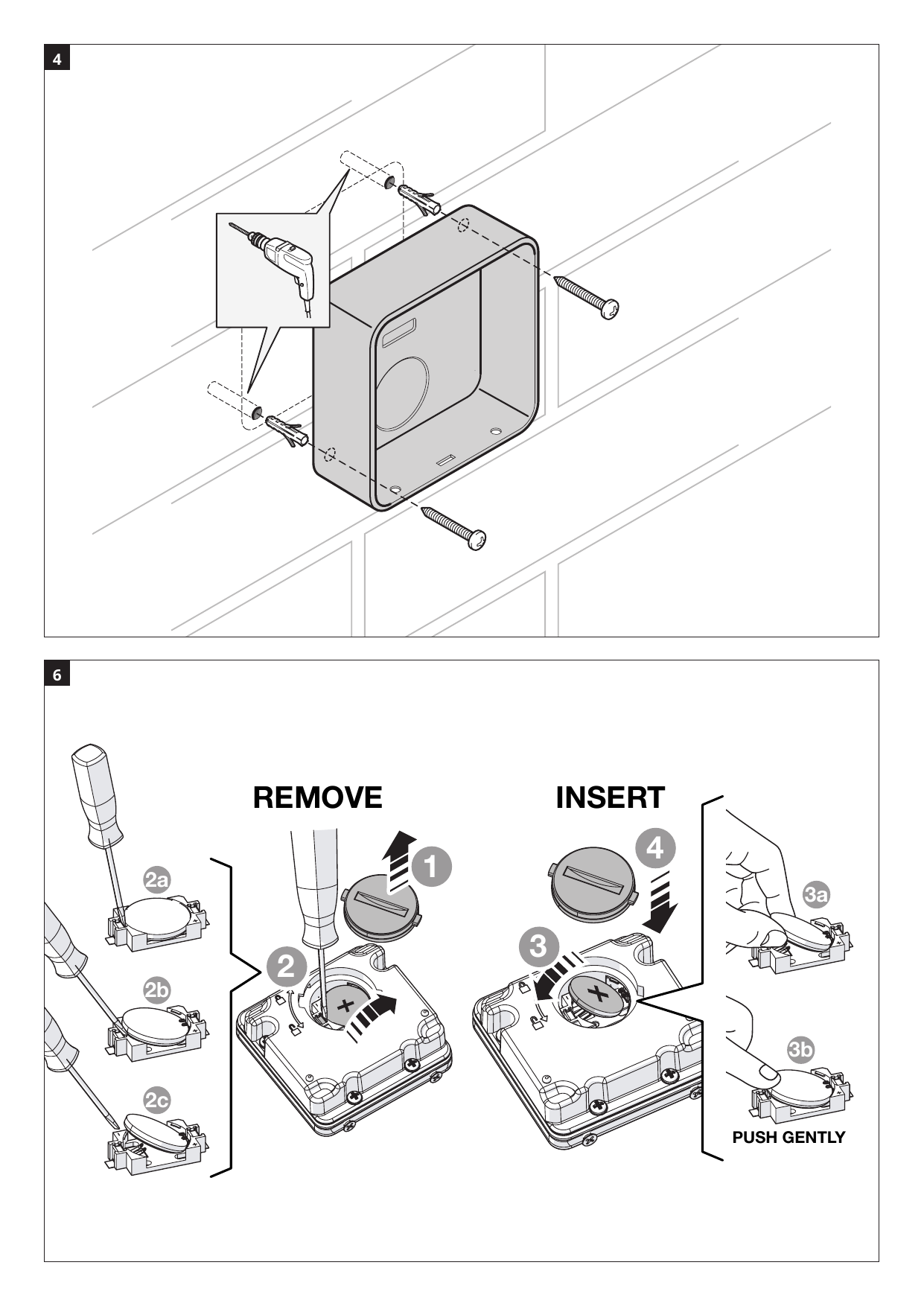 Procédure de retrait et d'insertion de la pile CR2032 (REMOVE / INSERT)