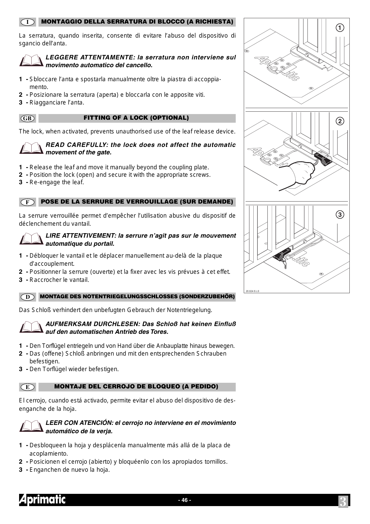 Pose et fixation de la serrure de verrouillage sur la plaque d'accouplement