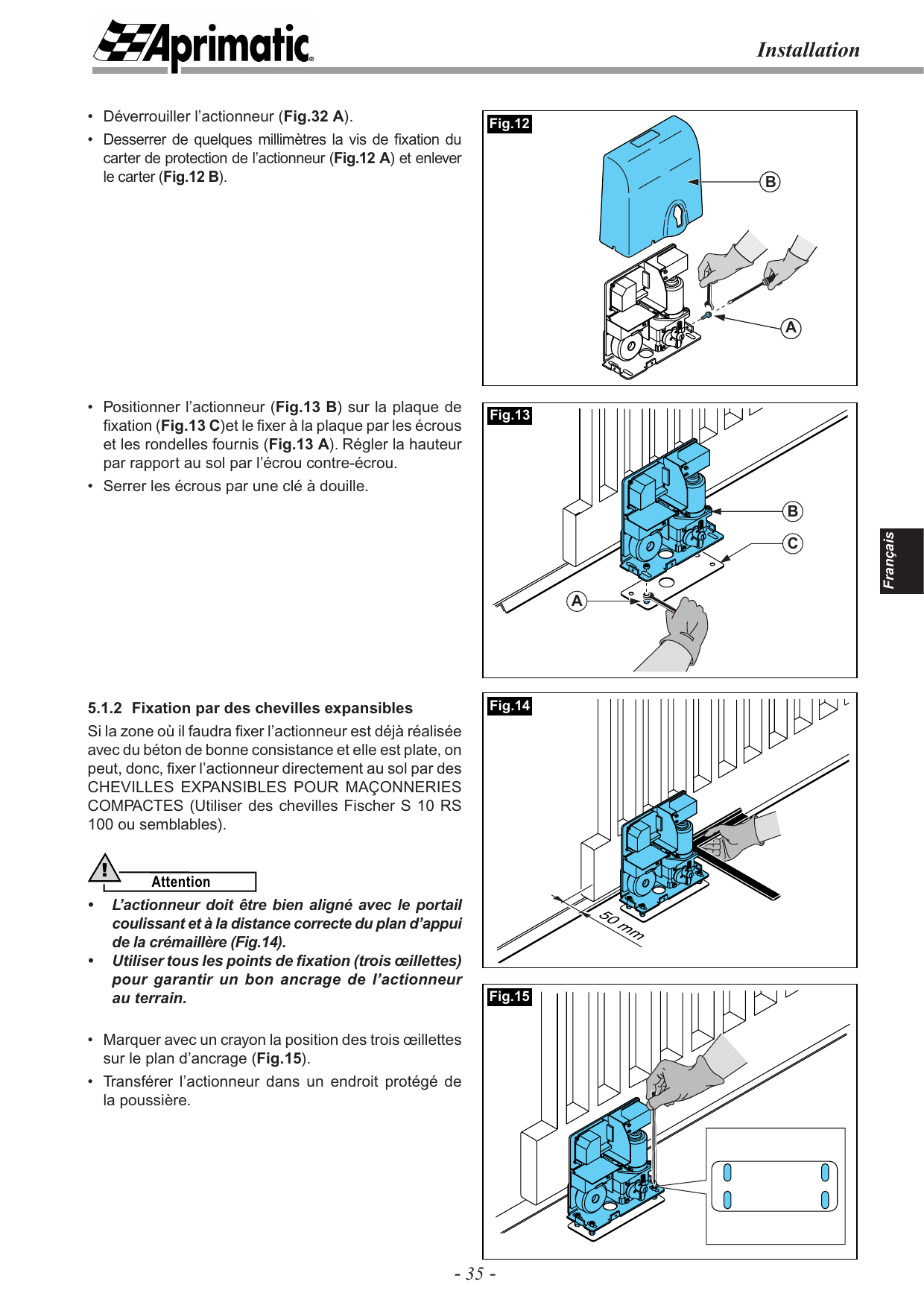 Fig.12 — Démontage du carter de protection