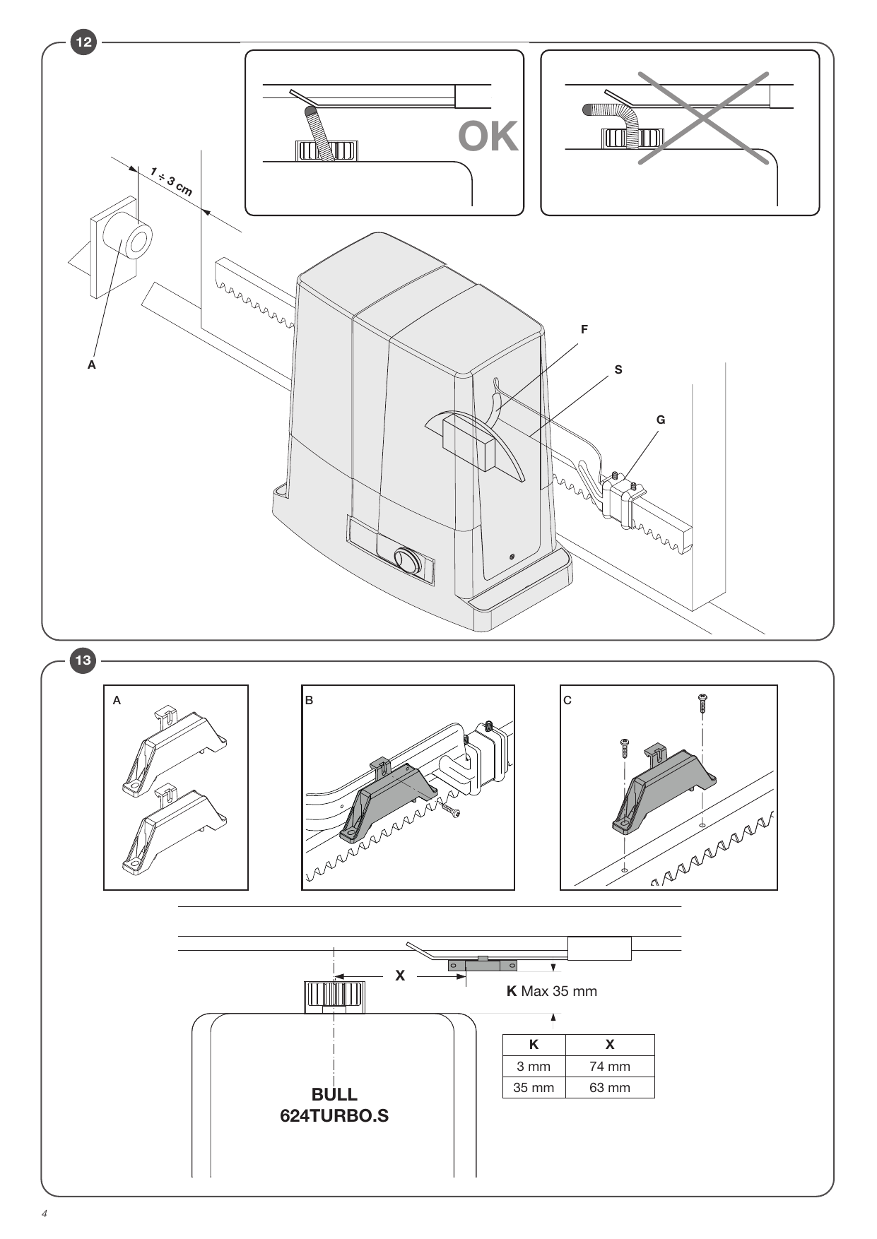 Mise en place des étriers de fin de course et installation des aimants (Fig. 12-13)
