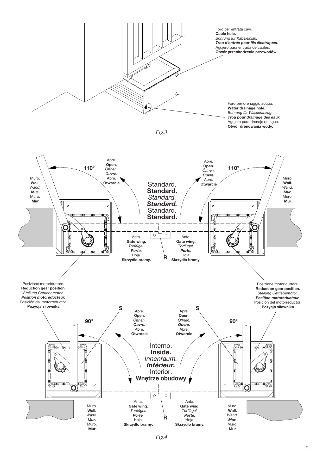 Fig. 3 — Trou de drainage des eaux et trou d'entrée des fils électriques