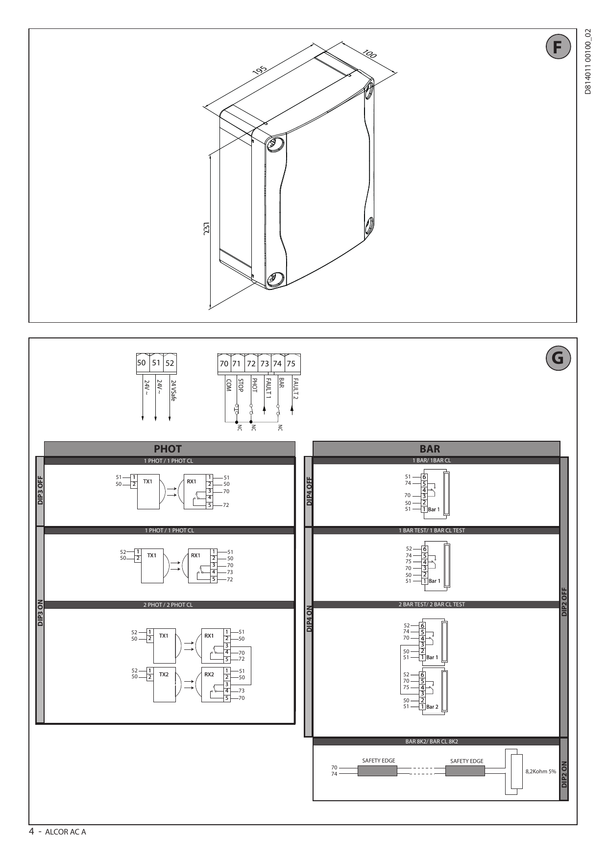 Dimensions du tableau (100 × 195 × 237 mm)
