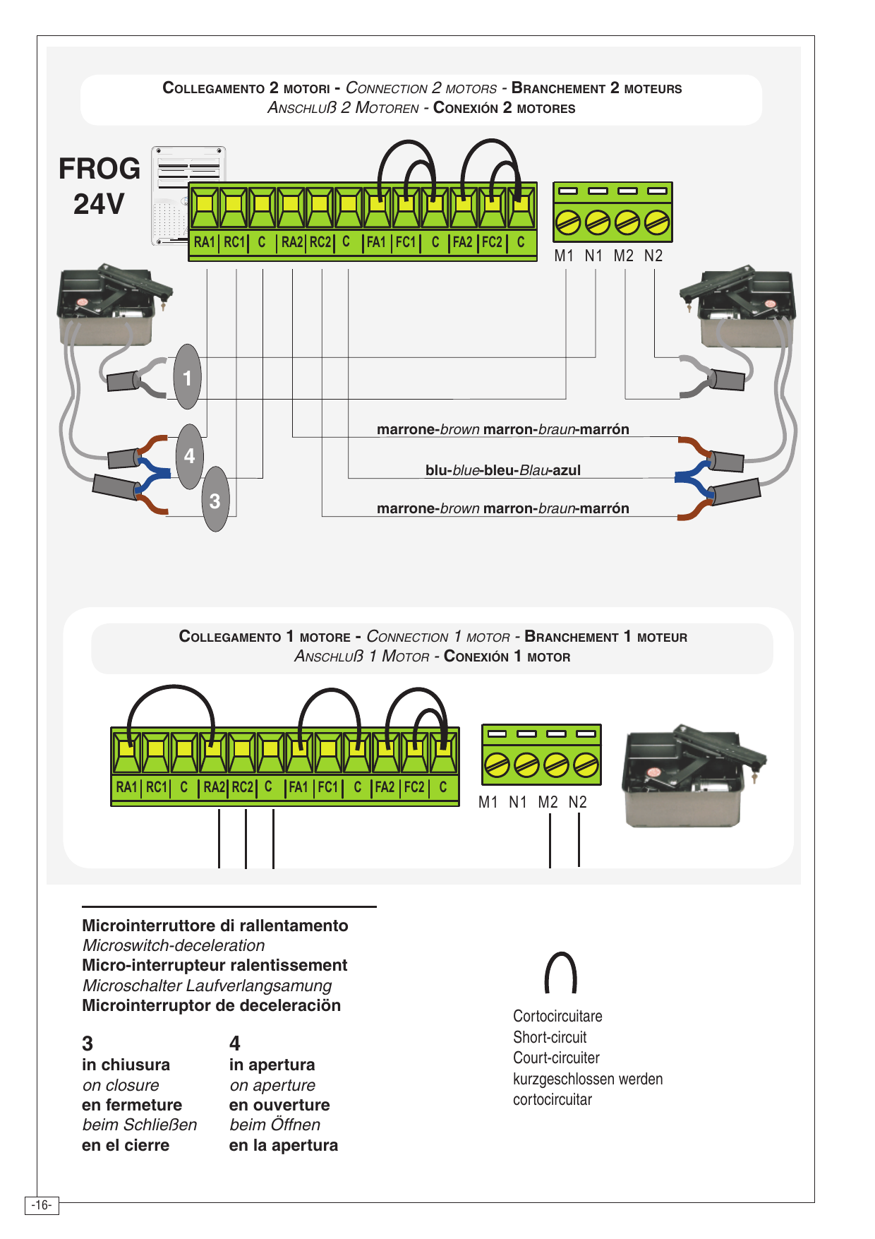 Schéma de branchement de 2 moteurs et de 1 moteur FROG 24V