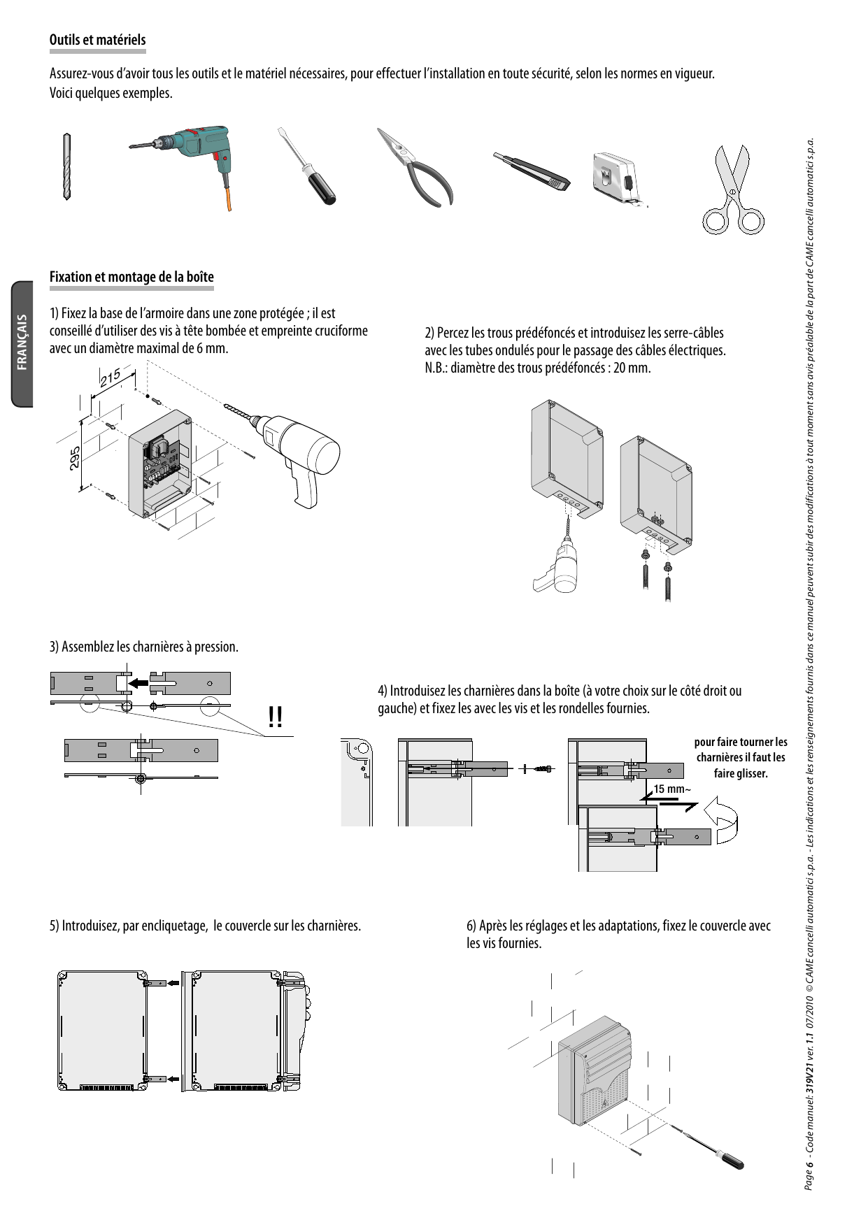 Étapes de fixation et de montage du boîtier