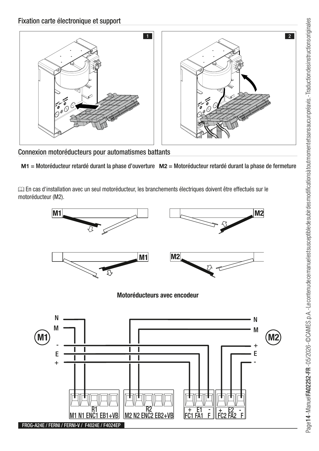 Insertion de la carte électronique et de son support dans l'armoire