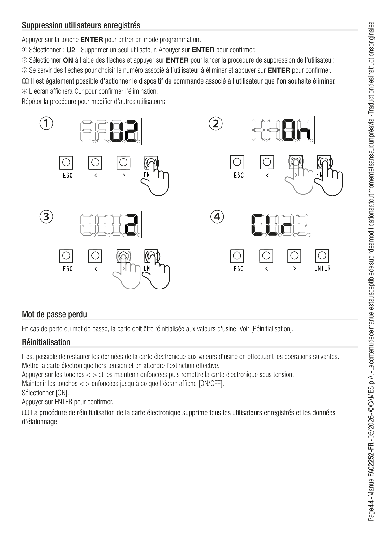 Séquence de suppression d'un utilisateur enregistré