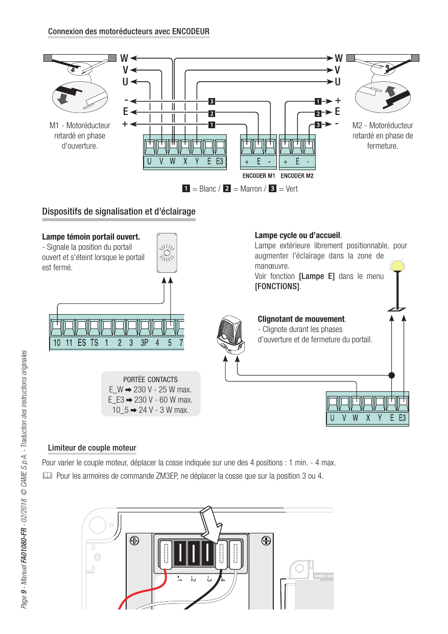 Schéma de connexion des motoréducteurs avec encodeur
