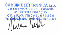 Cachet et signature CARDIN ELETTRONICA S.p.A. – documentation technique