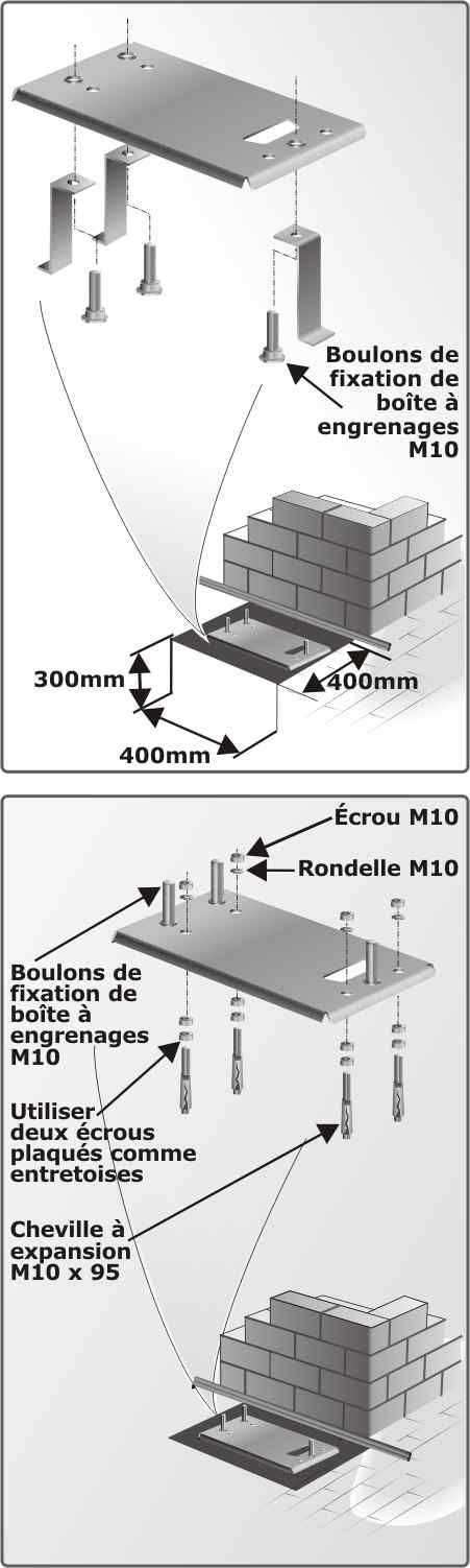 Deux options de fixation de la plaque de fondation : nouvelle fondation béton et boulonnage sur soubassement existant