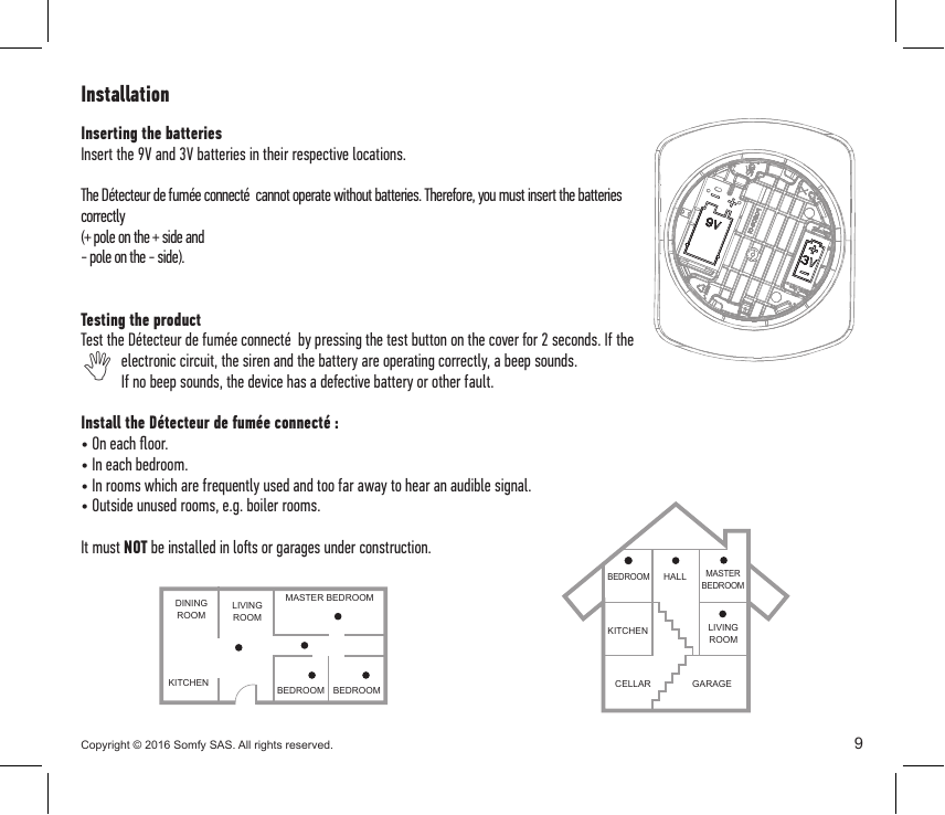 House layout plans showing detector placement