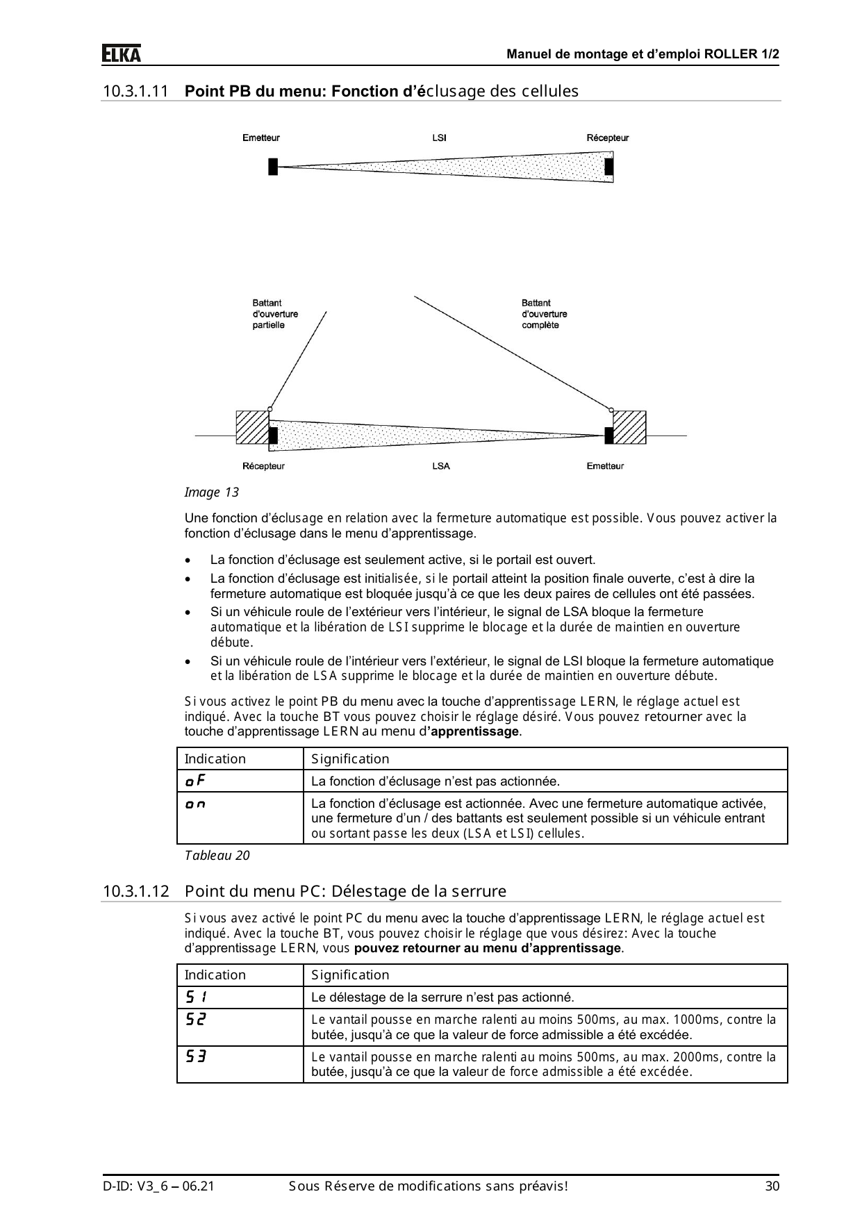Schéma de la fonction d'éclusage : cellules LSI (intérieur) et LSA (extérieur)