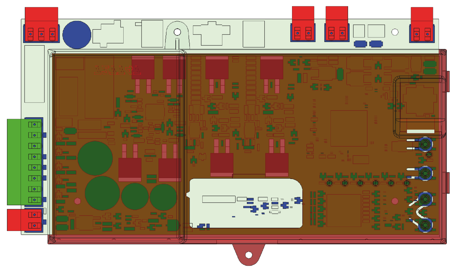 Carte électronique FAAC E721 avec repérage des borniers et connecteurs