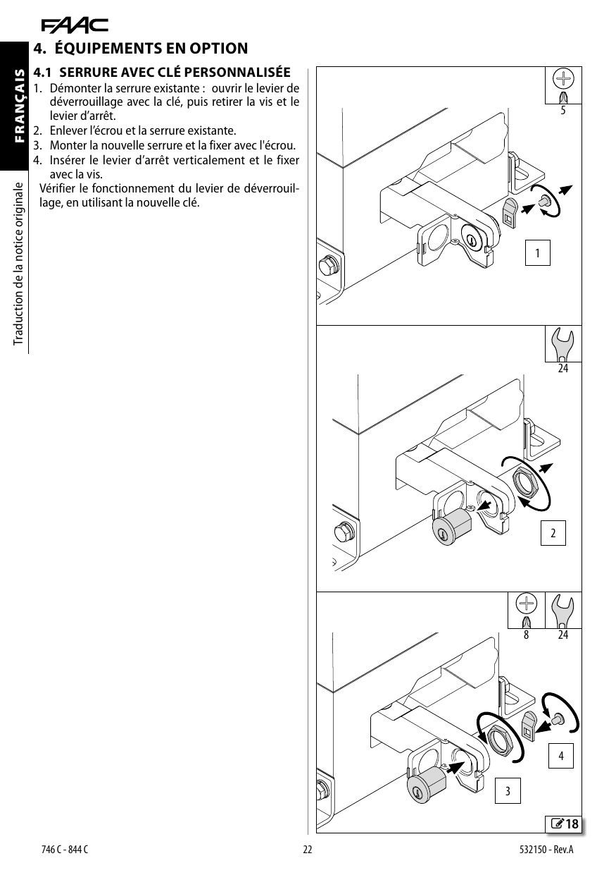 Remplacement de la serrure avec clé personnalisée