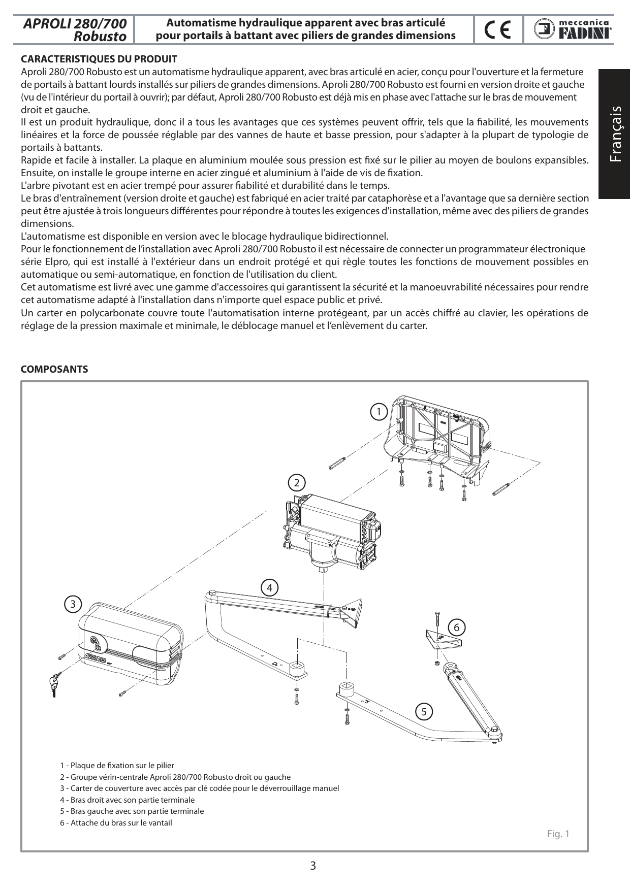 Fig. 1 — Vue éclatée des composants de l'automatisme