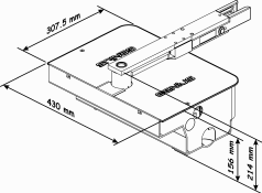 Schéma coté de l'opérateur ROLLER : 307,5 mm, 430 mm, 156 mm, 214 mm