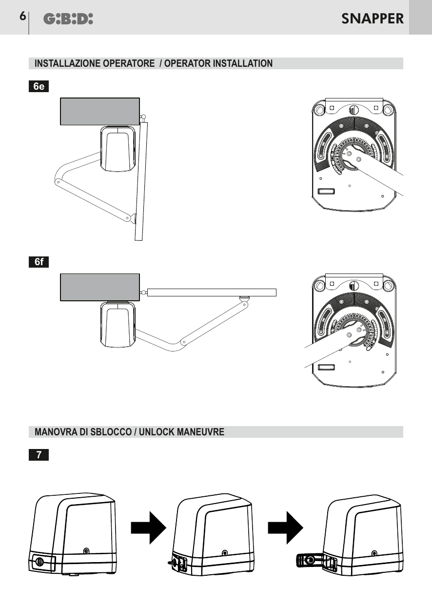 Positionnement des bras et fixation des fins de course mécaniques (fig. 6e-6f).