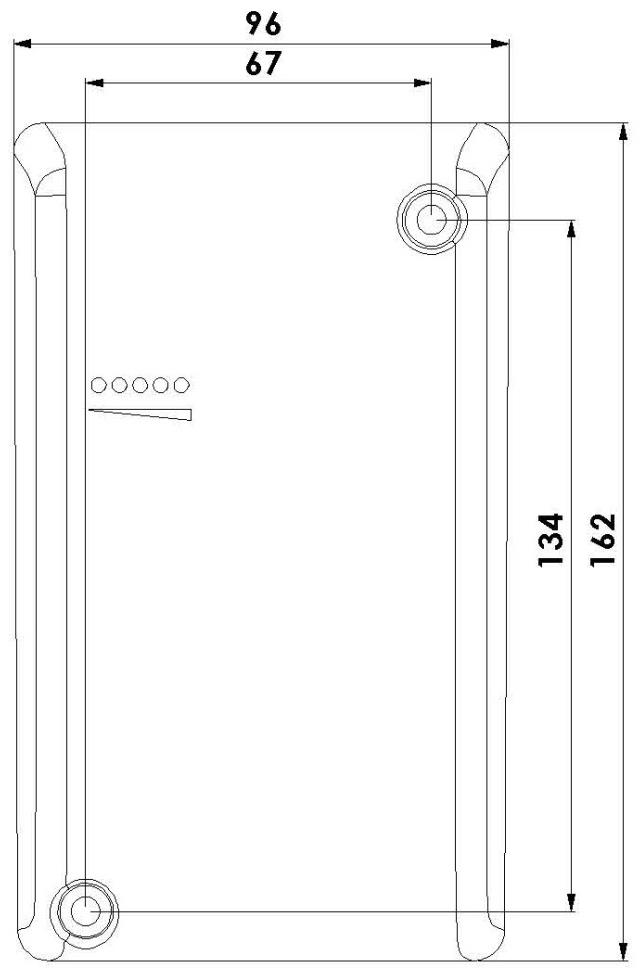 Vue de face du module avec cotes de fixation