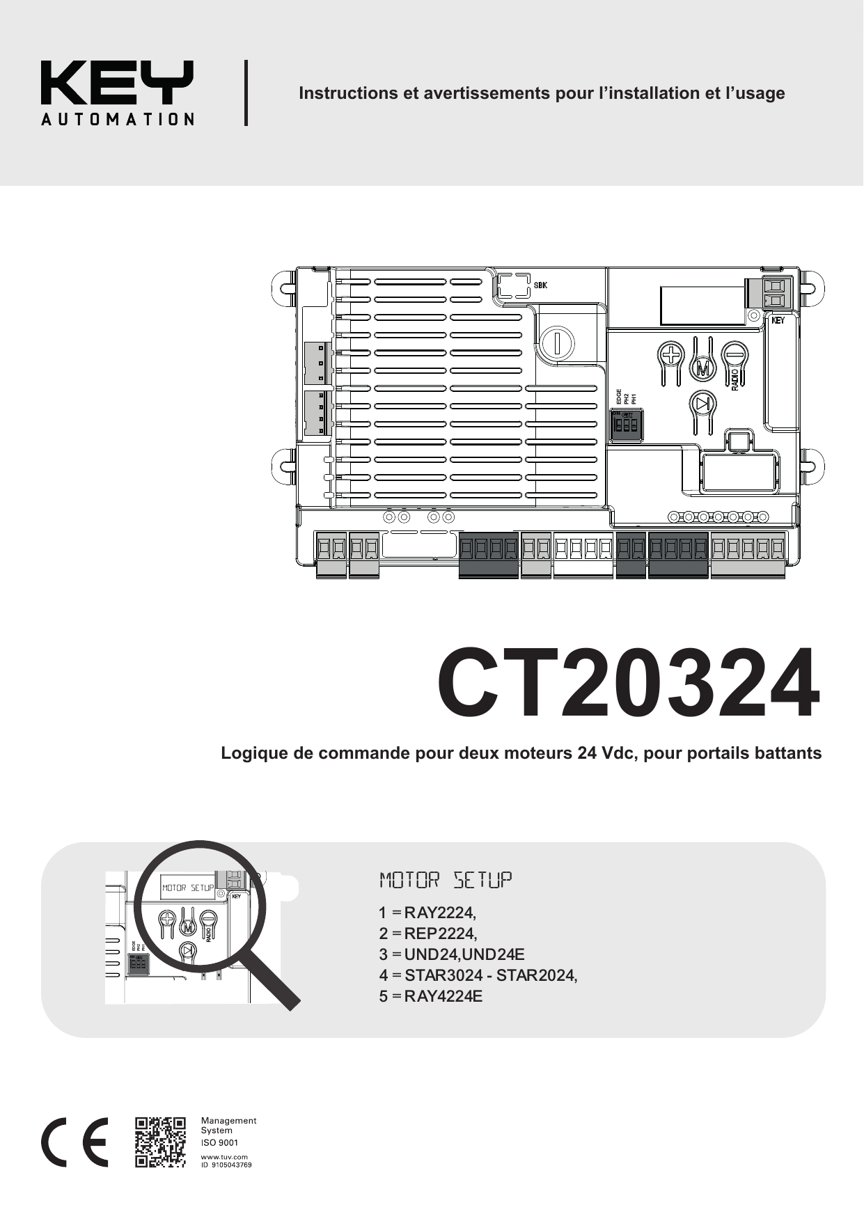 Vue d'ensemble de la logique de commande CT20324 (ONEDGE, PH2, PH1)