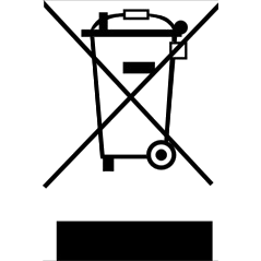 Pictogramme poubelle barrée signalant l'interdiction de jeter le produit avec les déchets ménagers