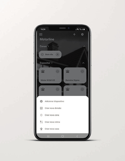 Écran de l'application MCONNECT avec le menu d'ajout d'appareil