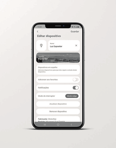 Écran d'édition d'appareil dans l'application MCONNECT