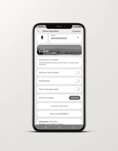 Écran d'édition d'un dispositif avec l'option Remover MCONNECT