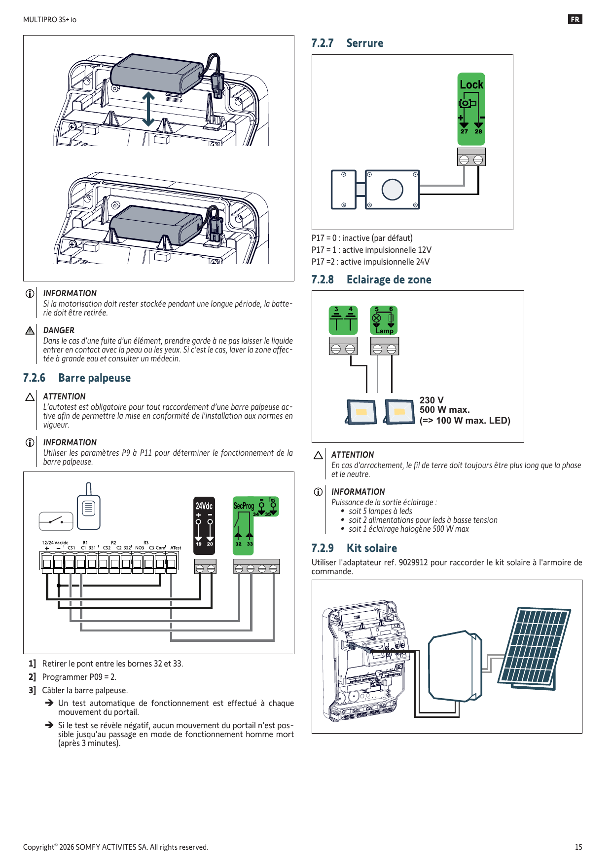 Installation de la batterie de secours dans l'armoire