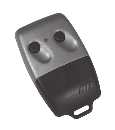 Télécommande RIB à 2 boutons, boîtier gris et noir, logo RIB