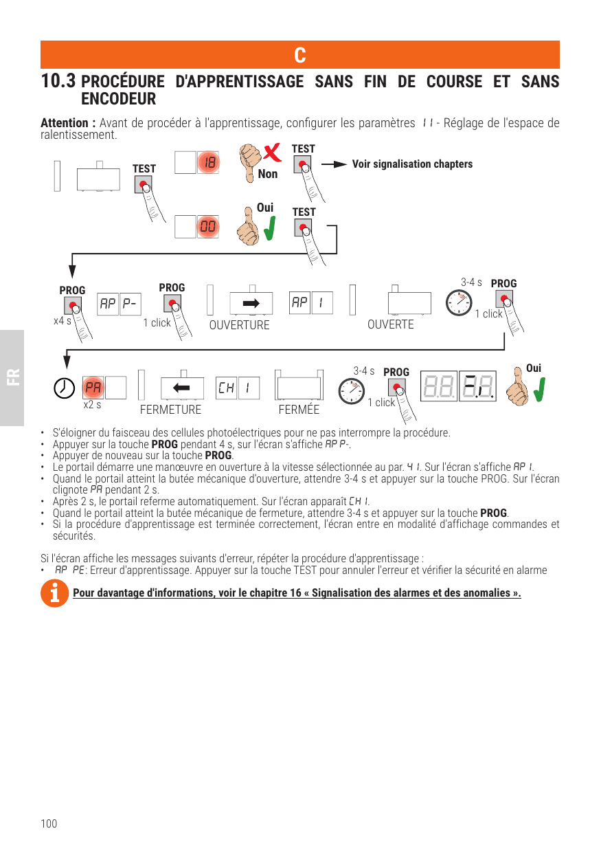 Séquence de la procédure d'apprentissage C