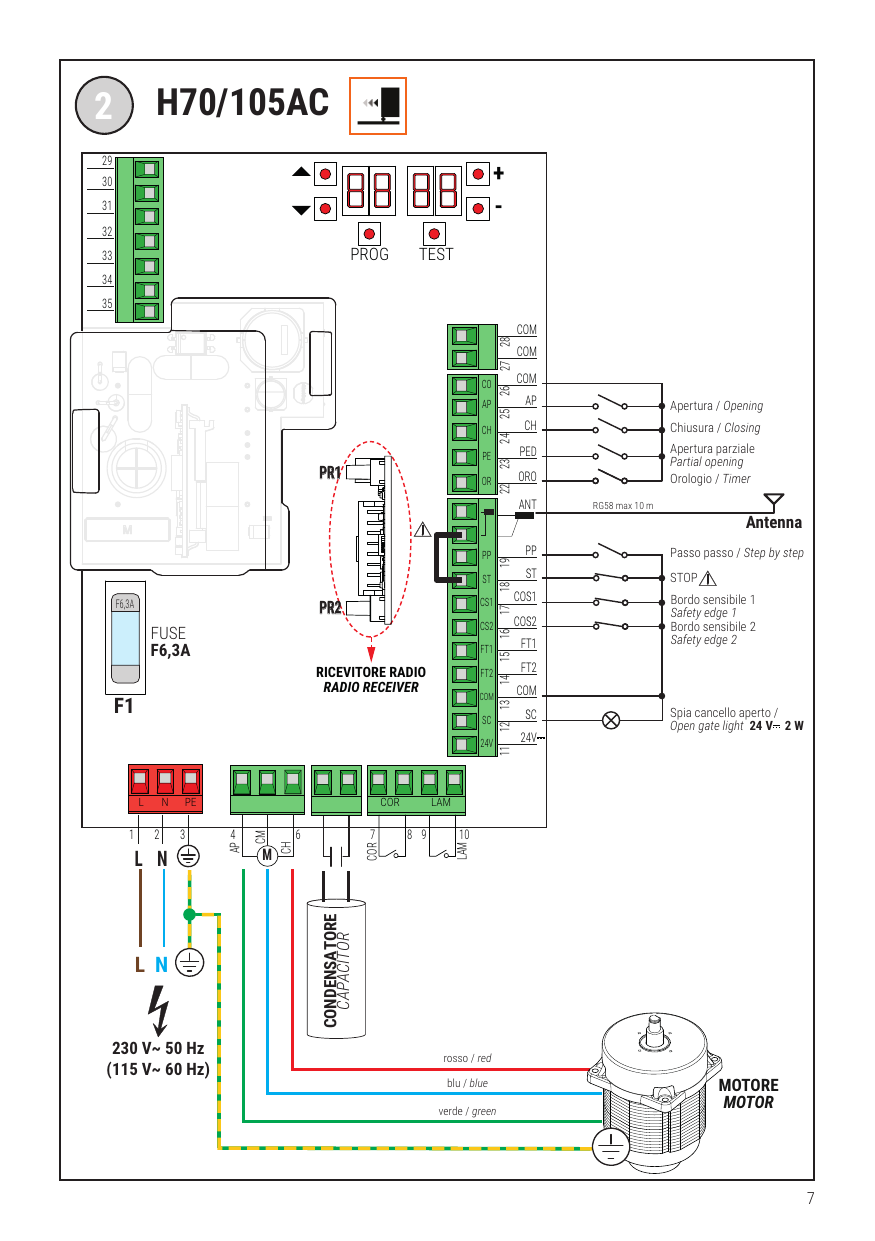 Schéma de branchement électrique complet H70/105AC