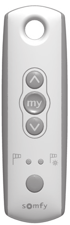 Émetteur RTS Somfy avec touches montée, my, descente et boutons d'éclairage