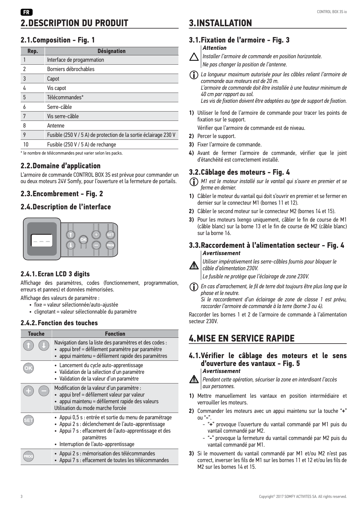 Fig. 2 - Encombrement de l'armoire de commande