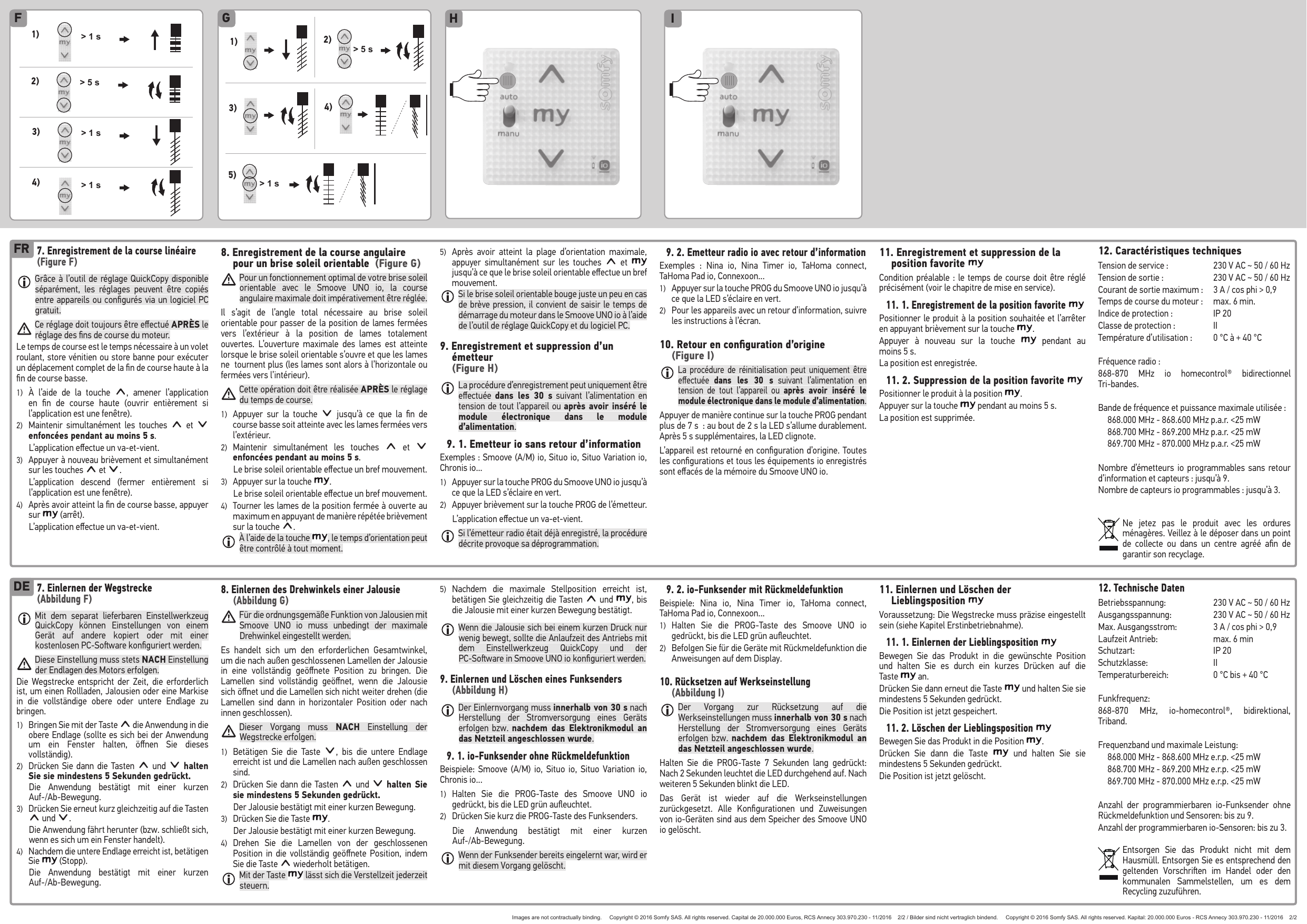 Figure F — séquence d'enregistrement de la course linéaire