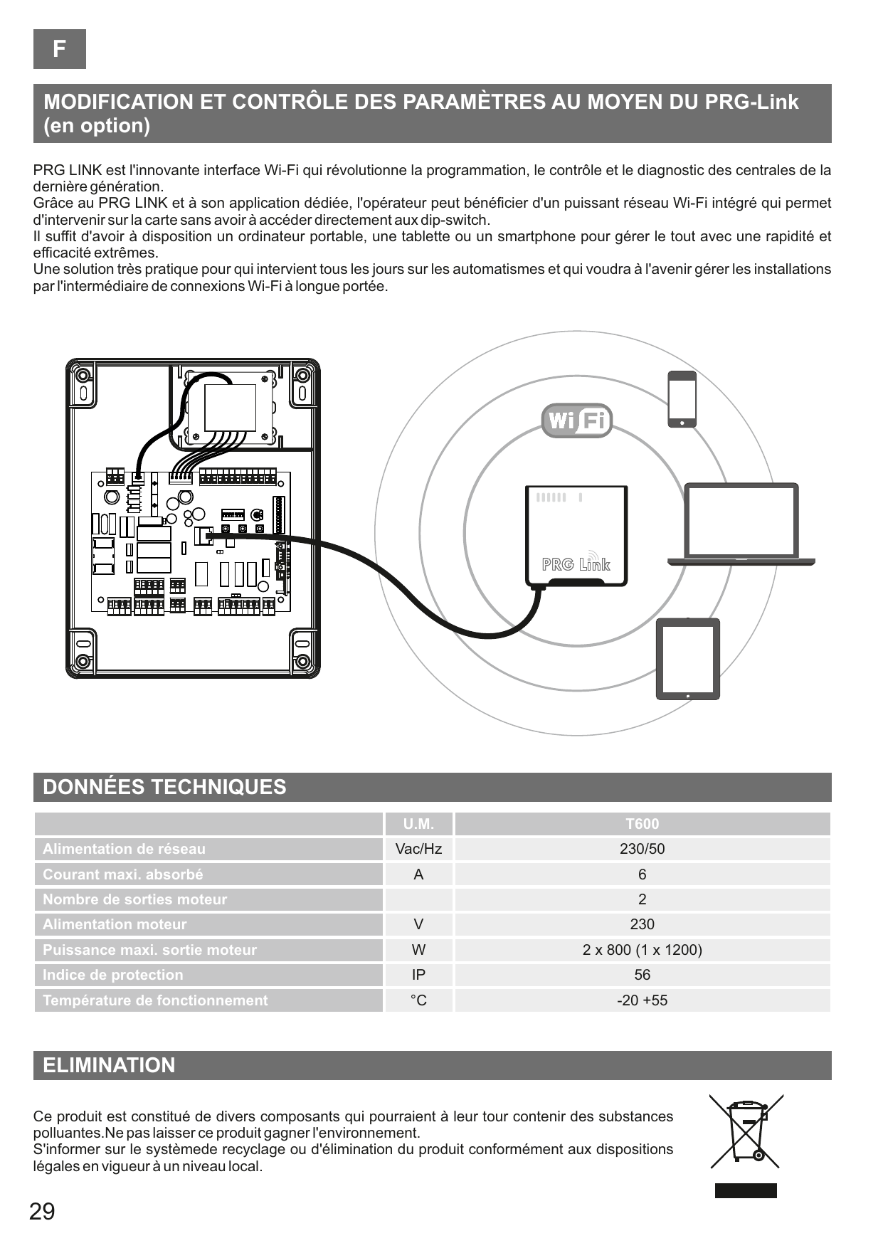 Schéma de principe de la connexion Wi-Fi du PRG-Link avec smartphone, tablette et ordinateur portable