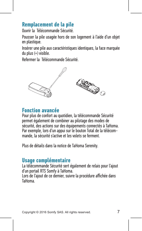 Ouverture de la télécommande et remplacement de la pile bouton à l'aide d'un tournevis
