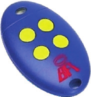Télécommande bleue à 4 touches jaunes