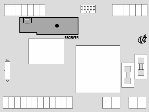 Schéma de la carte avec emplacement du récepteur radio MR1